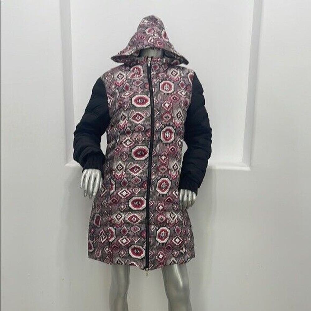 Galliano Patterned Hooded Puffer Coat Size IT 44